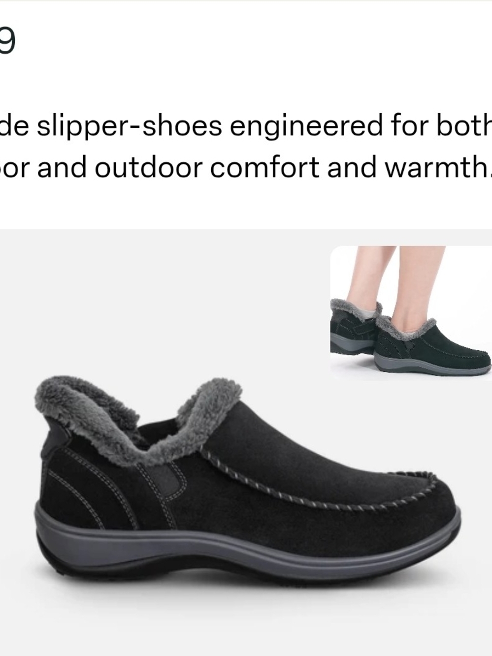 Women's Cozy Faux-Fur Lined Black Slip-On Loafers